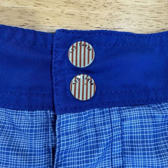 Ted Baker Blue Swim Trunk Shorts Micro Check Men's 5 XL Lined 6.5” Snap Buttons - Picture 7 of 13